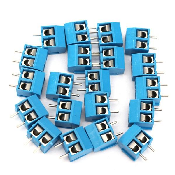 100pcs 2 Pin Plug-In Screw Terminal Block Connector 5.08mm Pitch Blue