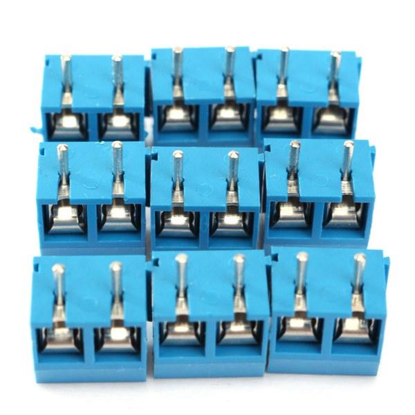 100pcs 2 Pin Plug-In Screw Terminal Block Connector 5.08mm Pitch Blue