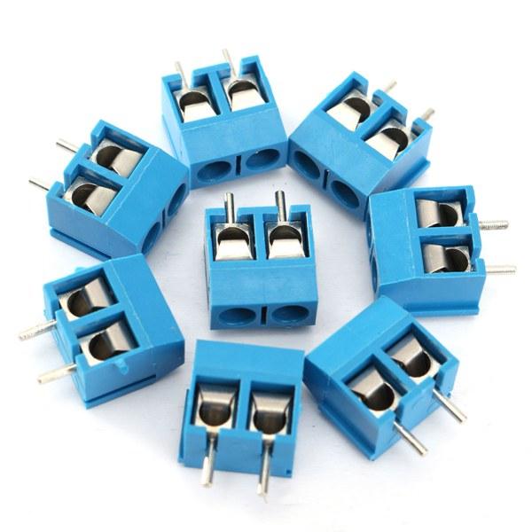 100pcs 2 Pin Plug-In Screw Terminal Block Connector 5.08mm Pitch Blue