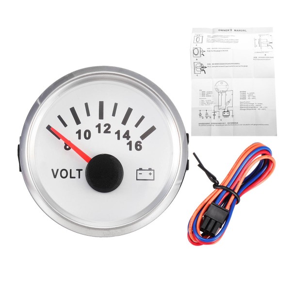 Volt Meter Gauge 8-16 Volts Caravan Boat Marine Voltmeter