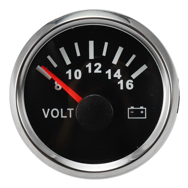 Gauge 8-16 Volts Caravan Boat Marine Volt Meter Black