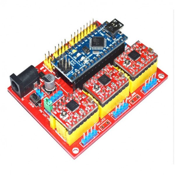 CNC Shield V4 Expansion Board With 3Pcs Red A4988 For 3D Printer